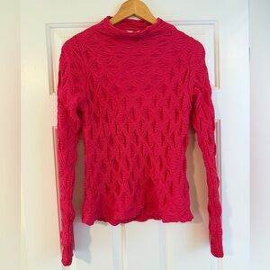 Maeve by Anthropologie Pink Textured Long Sleeve Mock Neck Top